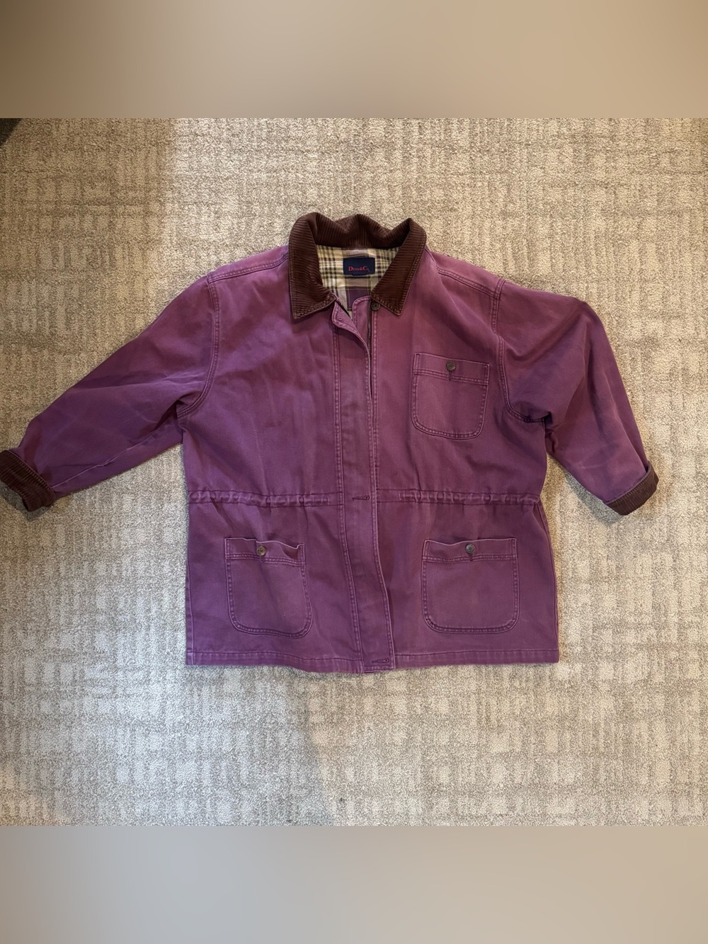 VTG Denim & Co Midline Barn Chore Coat With Corduroy Collar and Cuffs SIZE 2XL